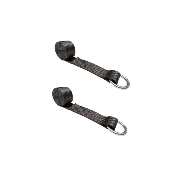 Tie 4 Safe 2" x 10' Lasso Strap w/ O Ring Auto Tie Down Wheel Lift Tow Truck Trailer, 2PK TWS21-510-W9-BLK-C-2 - main
